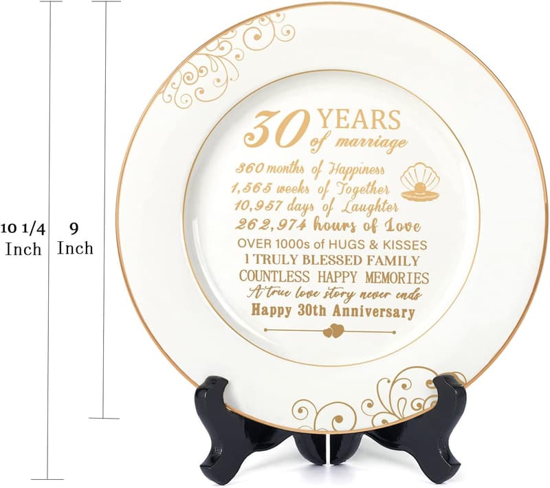 30th Anniversary Ceramic Plate with 24k Gold Foil