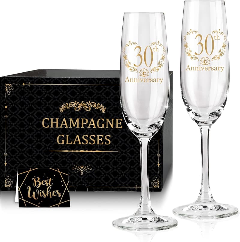 30th Anniversary Champagne Flutes Set for Couples