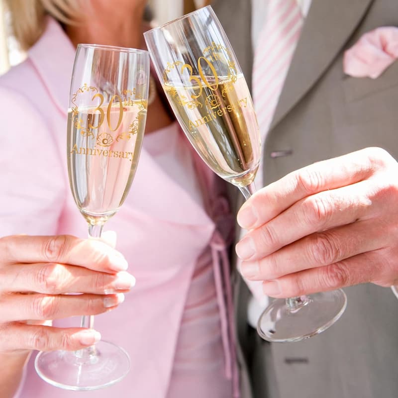 30th Anniversary Champagne Flutes Set for Couples