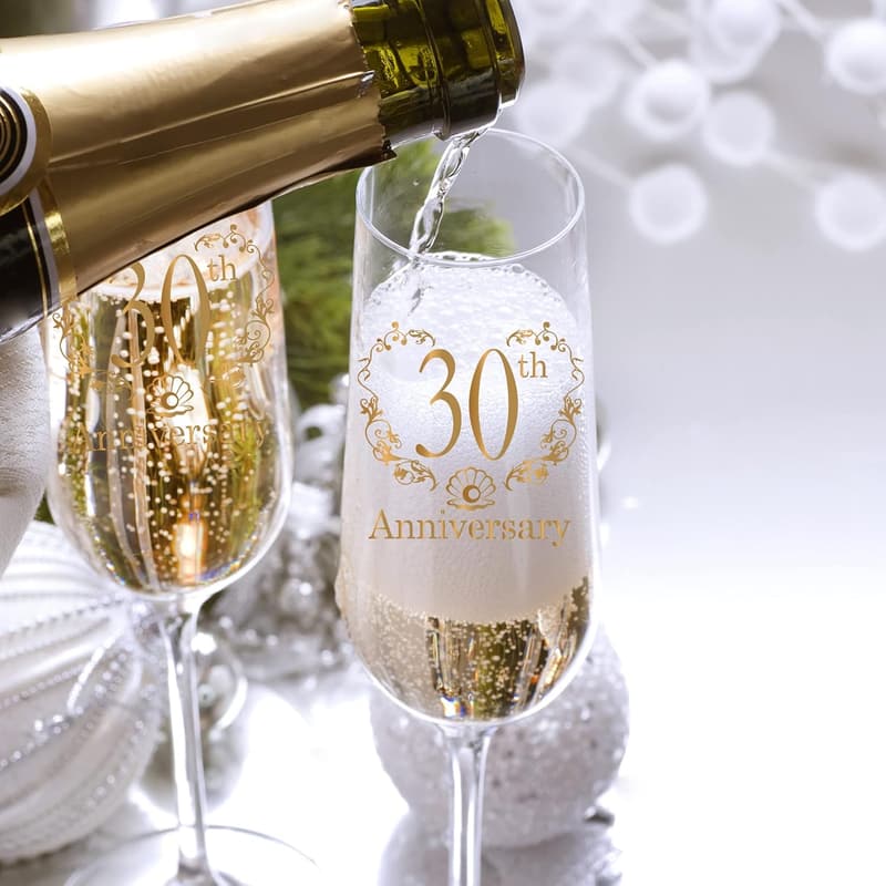 30th Anniversary Champagne Flutes Set for Couples