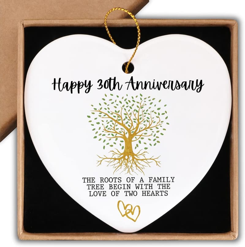 30th Anniversary Heart Plaque Ornament for Couples