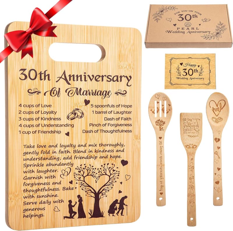 30th Anniversary Kitchen Serving Board Set for Couples