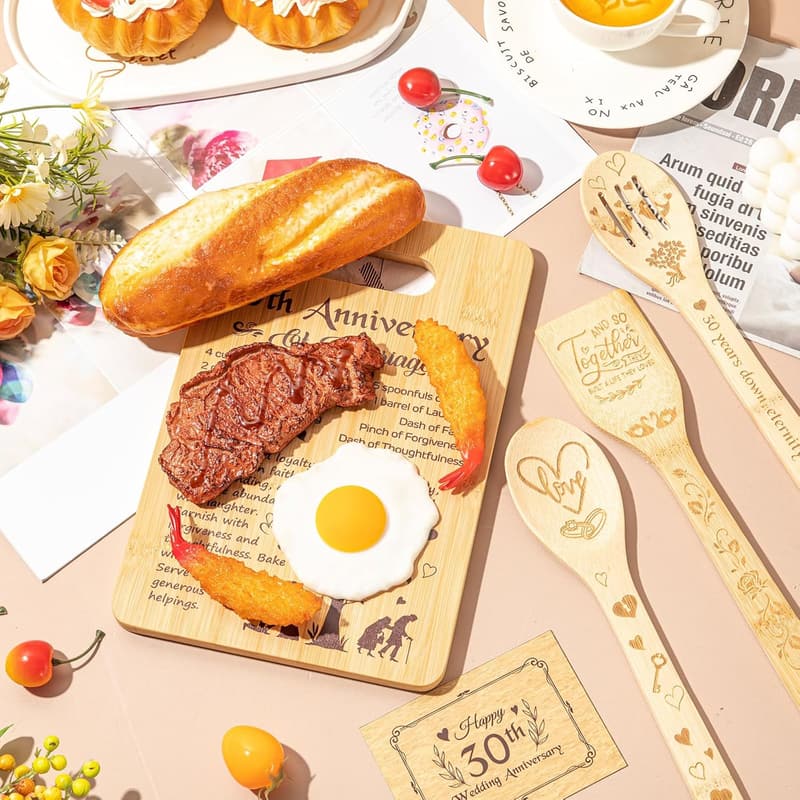 30th Anniversary Kitchen Serving Board Set for Couples