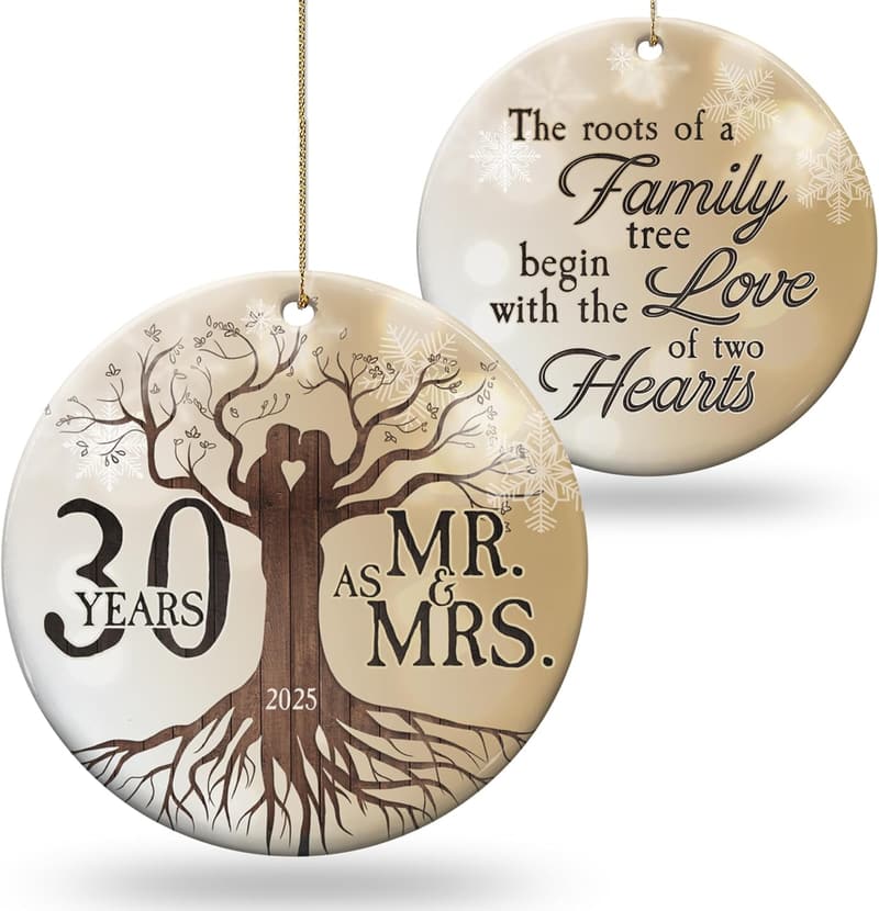 30th Anniversary Ceramic Ornament - Holiday Gift for Couples