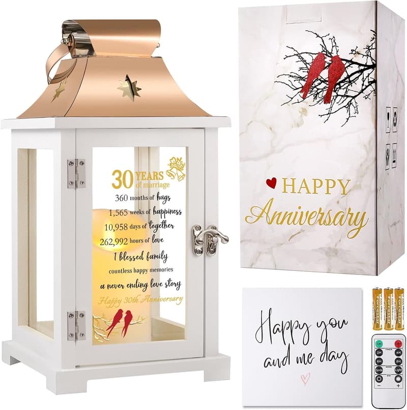 30th Anniversary Lantern Gift for Couples - Pearl Theme