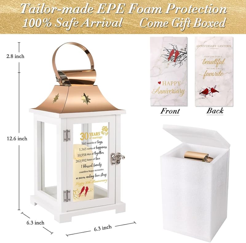 30th Anniversary Lantern Gift for Couples - Pearl Theme