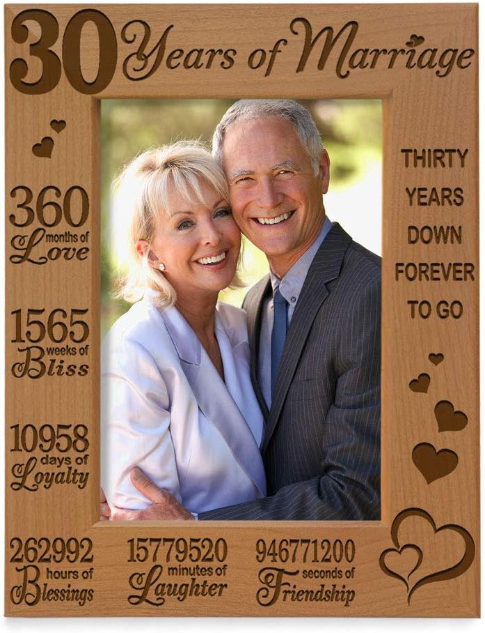 30th Anniversary Engraved Wood Picture Frame (4x6)