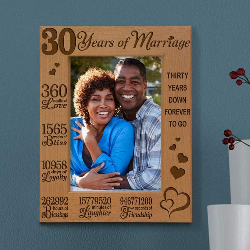 30th Anniversary Engraved Wood Picture Frame (4x6)