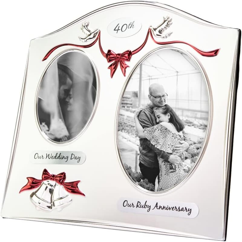 40th Ruby Anniversary Two-Tone Silver Plated Picture Frame