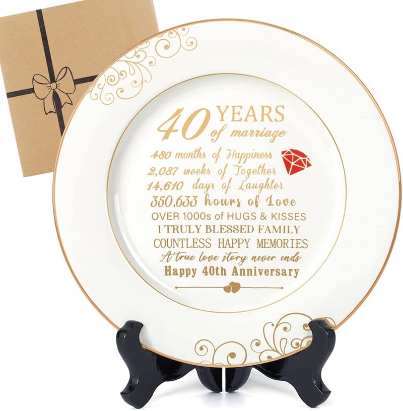 40th Anniversary Ceramic Plate with 24k Gold Foil