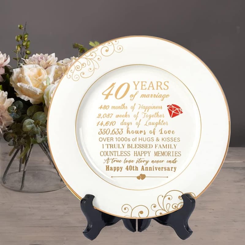 40th Anniversary Ceramic Plate with 24k Gold Foil