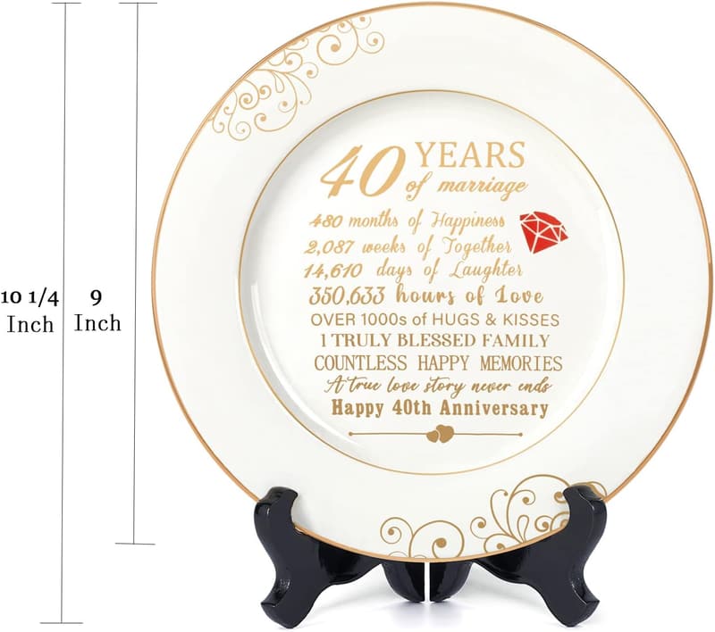 40th Anniversary Ceramic Plate with 24k Gold Foil