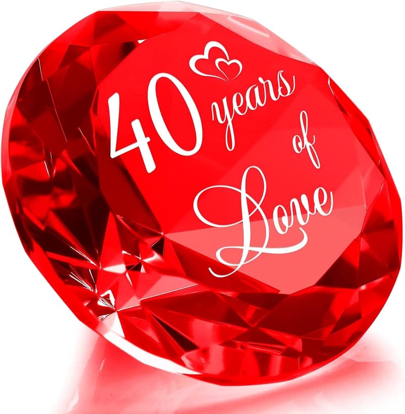 40th Anniversary Ruby Crystal Gift for Couples