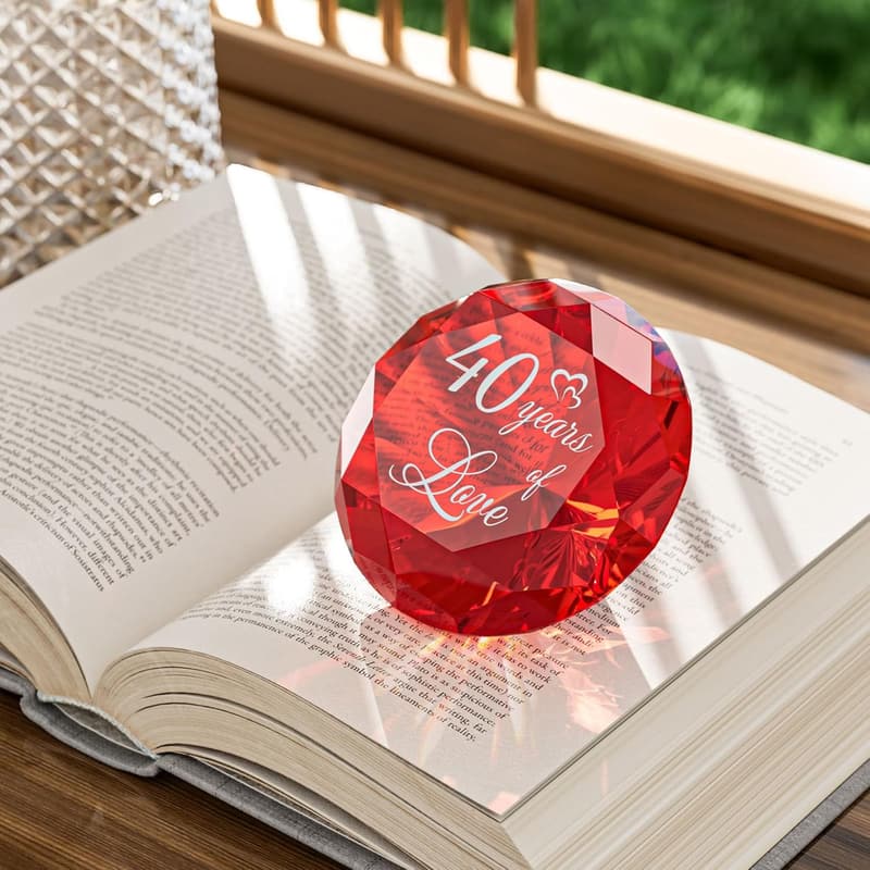 40th Anniversary Ruby Crystal Gift for Couples
