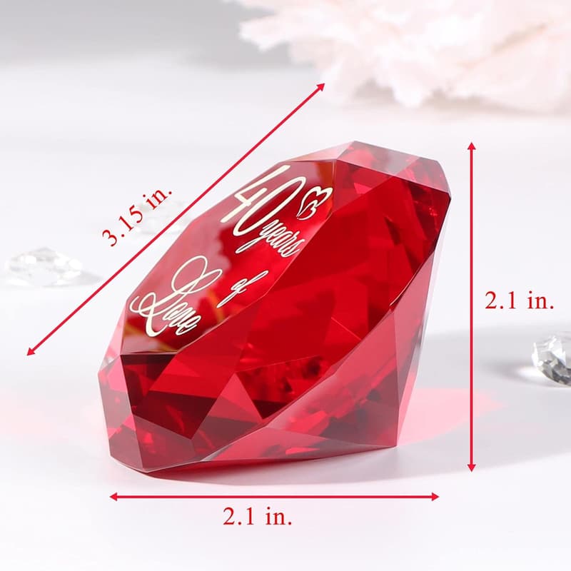 40th Anniversary Ruby Crystal Gift for Couples