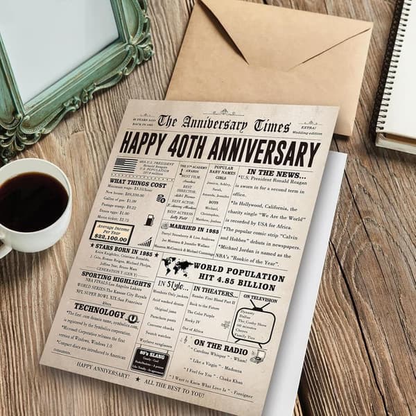 40th Anniversary Jumbo Card for Couples - Ruby Wedding Gift