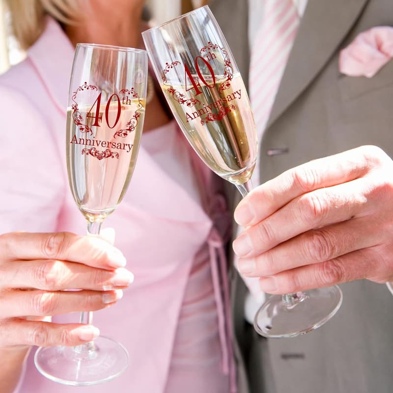 40th Anniversary Champagne Flutes Set for Couples