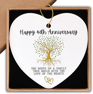 40th Anniversary Heart Plaque Ornament for Couples