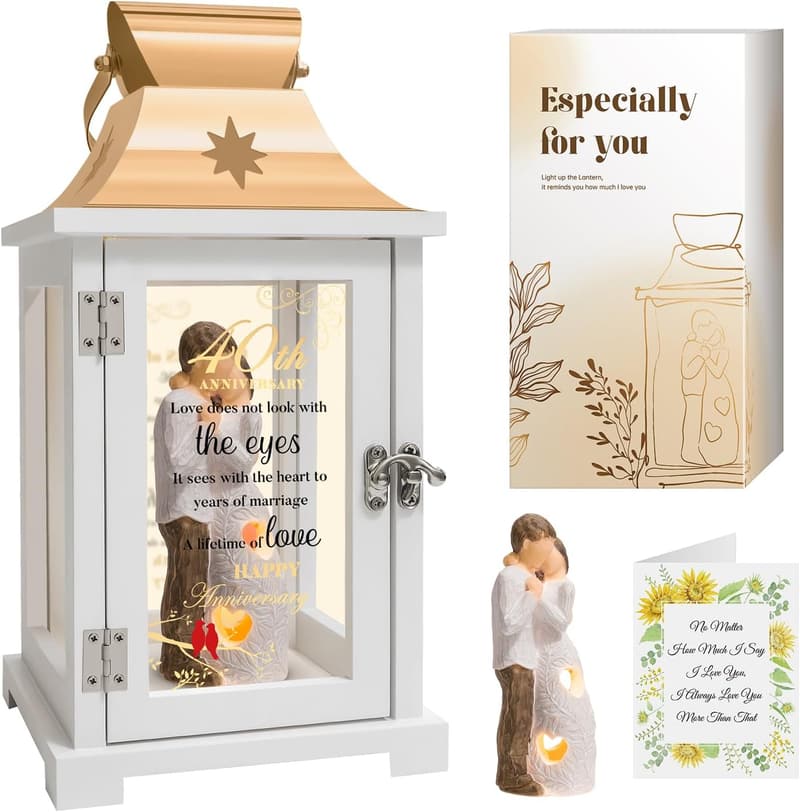 40th Anniversary Ruby Lantern Gift for Couples