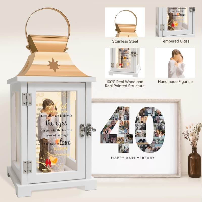 40th Anniversary Ruby Lantern Gift for Couples
