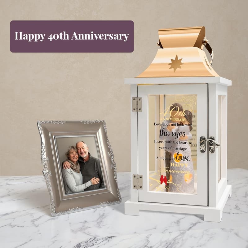 40th Anniversary Ruby Lantern Gift for Couples