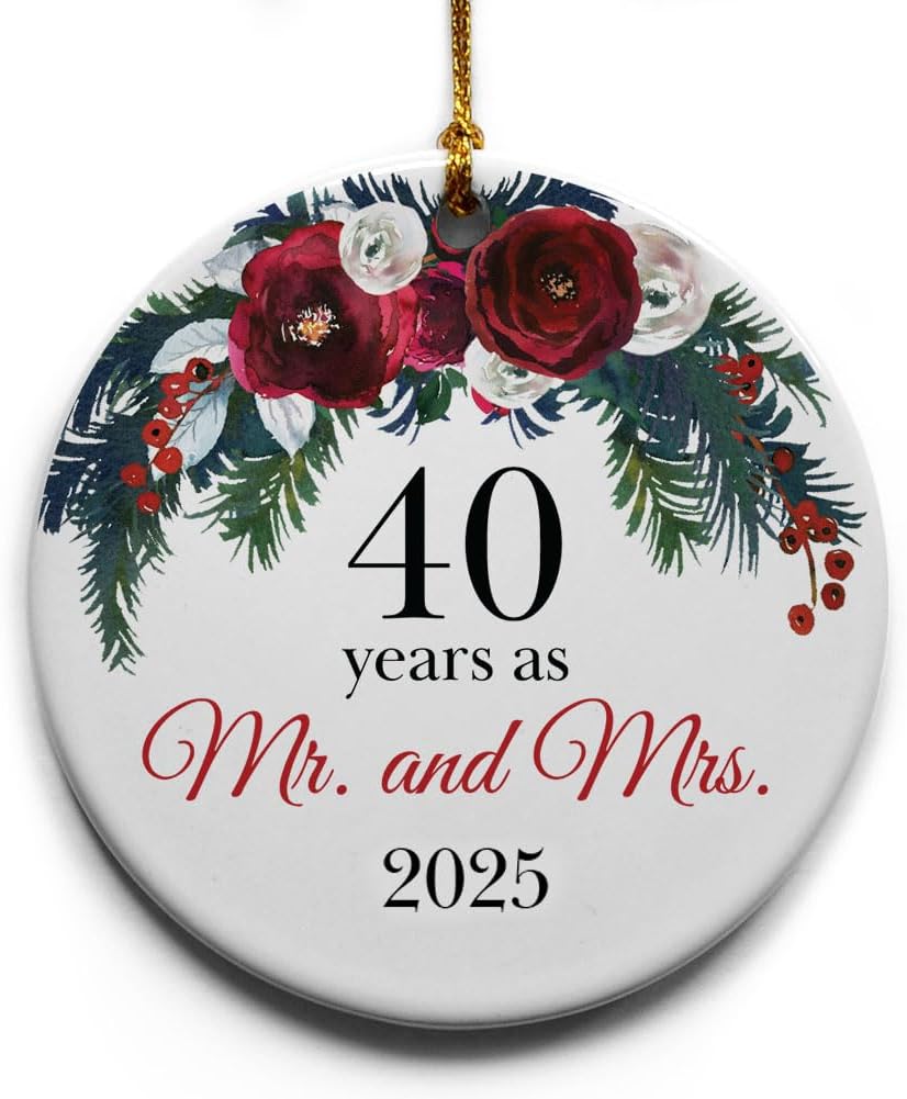 40th Anniversary Ceramic Ornament - Keepsake for Couples