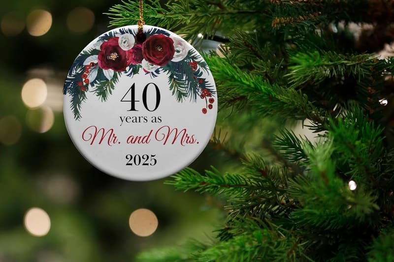 40th Anniversary Ceramic Ornament - Keepsake for Couples