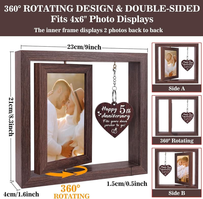 5th Anniversary Picture Frame Gift for Couples