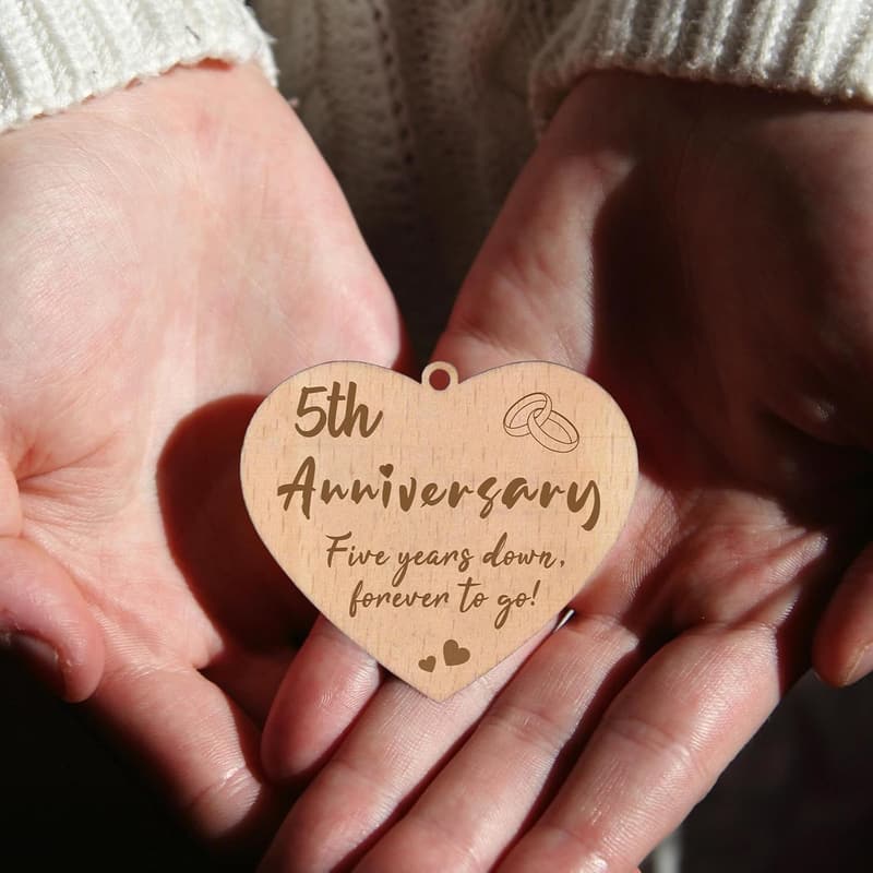 5th Anniversary Rotating Wooden Picture Frame for Couples
