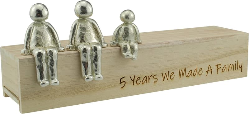 5th Anniversary Metal Family Ornament - Customizable Design