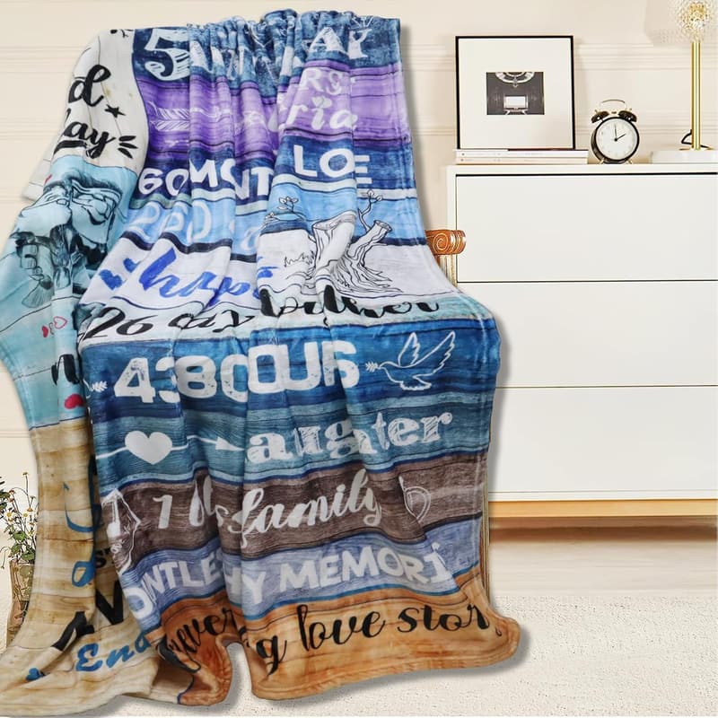 5th Anniversary Personalized Wooden Blanket for Couples