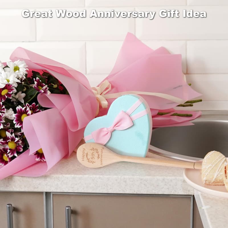 5th Anniversary Engraved Wooden Spoon Gift for Couples