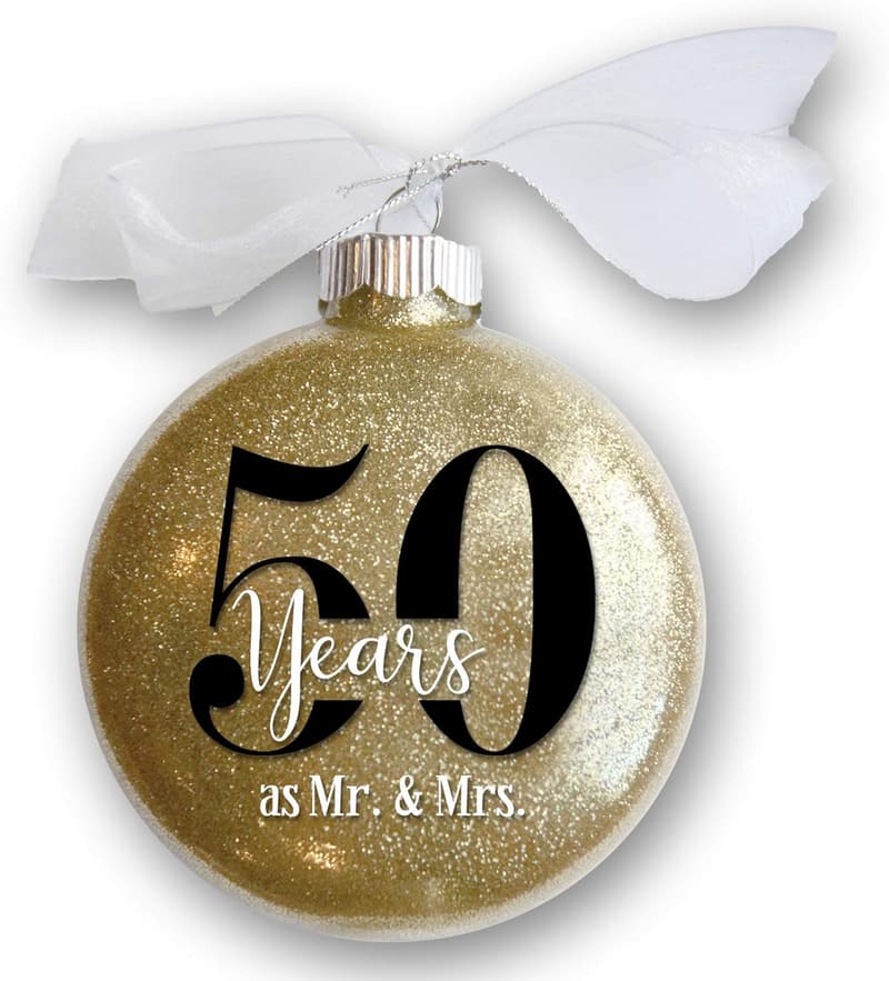 50th Wedding Anniversary Glitter Ornament for Couples