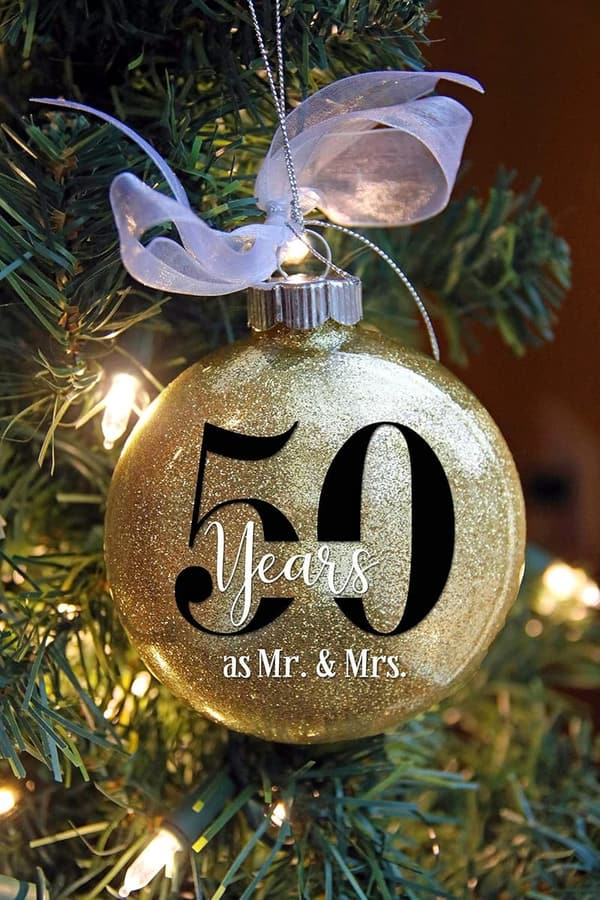 50th Wedding Anniversary Glitter Ornament for Couples
