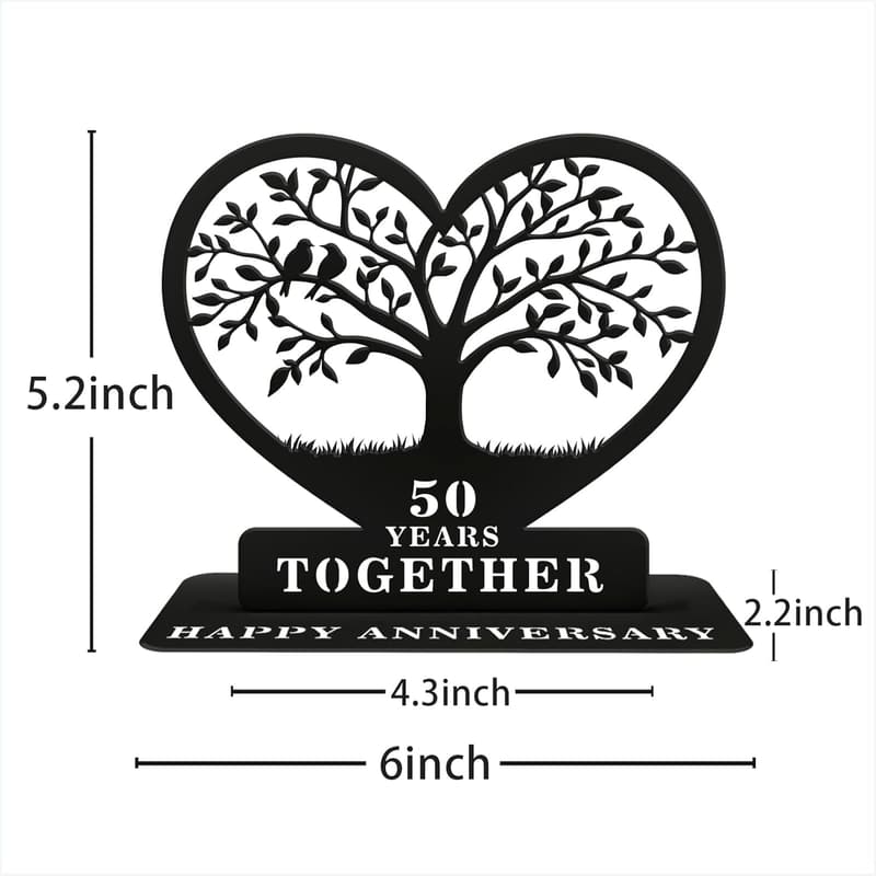 50th Anniversary Engraved Heart Tabletop Decor for Couples