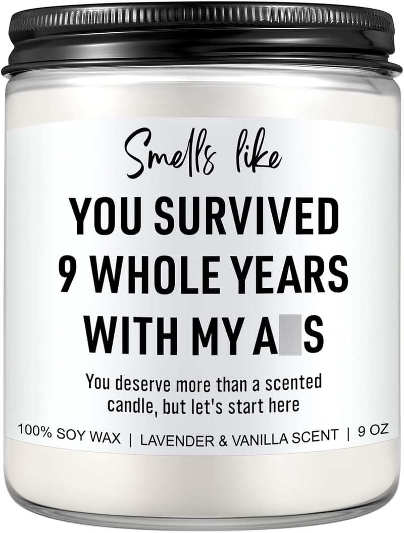 9th Anniversary Candle Gift for Couples - Handmade Pottery