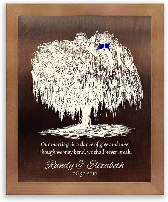 9th Anniversary Personalized Family Willow Tree Art for Couples