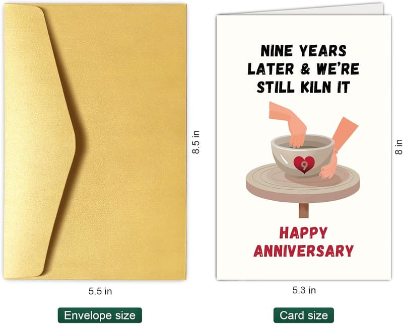 9th Anniversary Pottery Card for Couples - 'Still Kiln It'