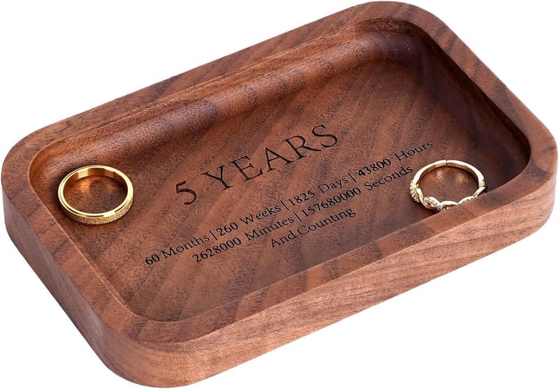 5th Anniversary Engraved Wooden Tray Gift for Couples