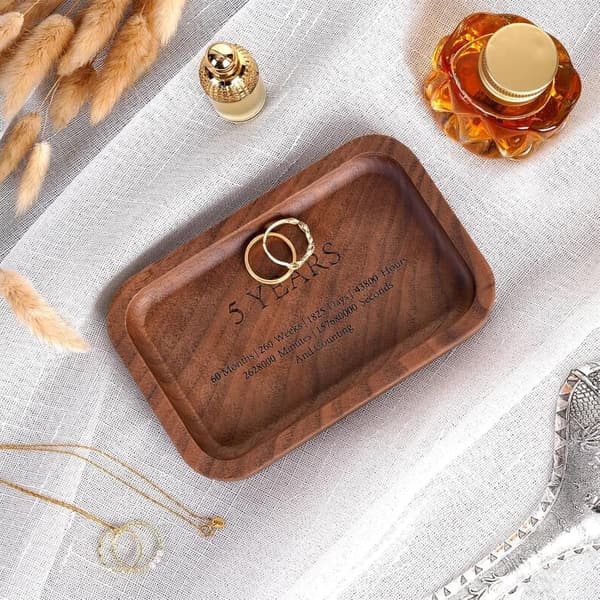 5th Anniversary Engraved Wooden Tray Gift for Couples