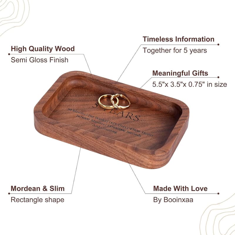 5th Anniversary Engraved Wooden Tray Gift for Couples