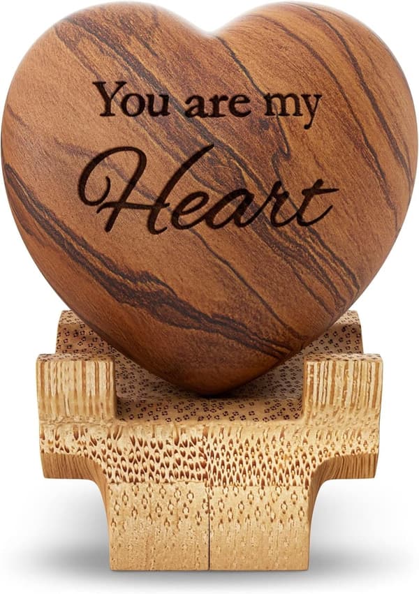 5-Year Anniversary Engraved Olive Wood Heart Gift