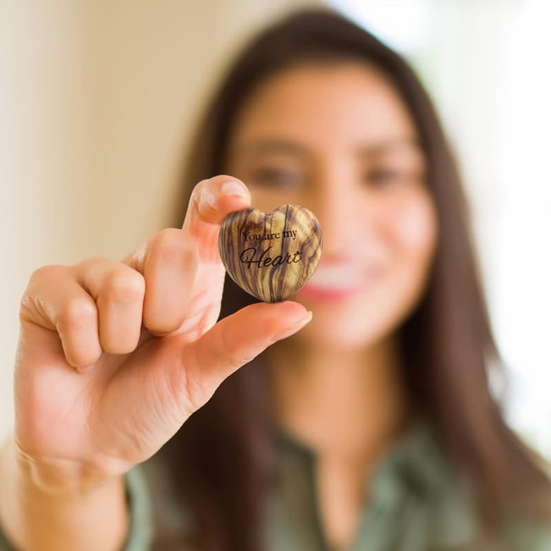 5-Year Anniversary Engraved Olive Wood Heart Gift