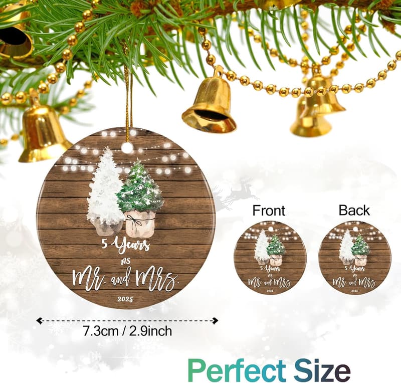 5th Anniversary Ceramic Keepsake Ornament for Couples