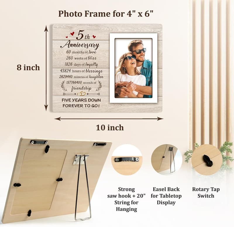 5th Anniversary Personalized Photo Frame for Couples