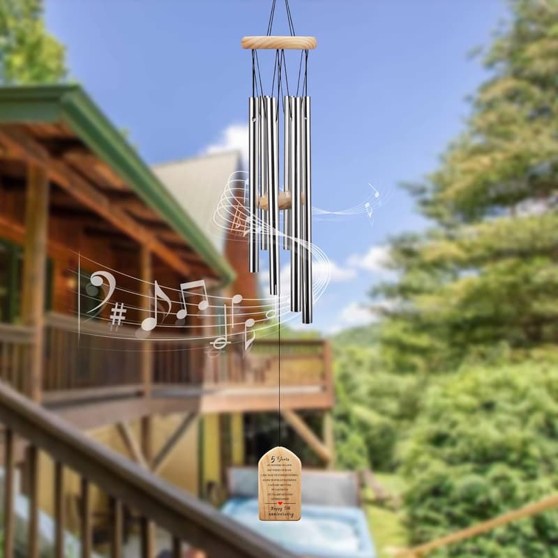 5th Anniversary Wooden Wind Chime for Couples