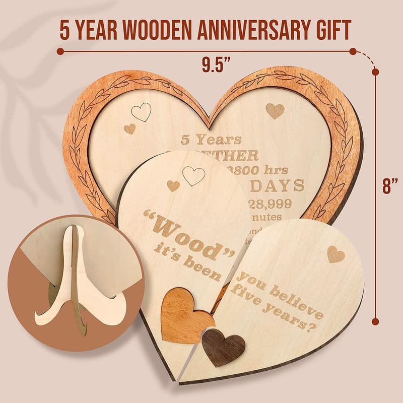 5th Anniversary Wooden Gift for Couples