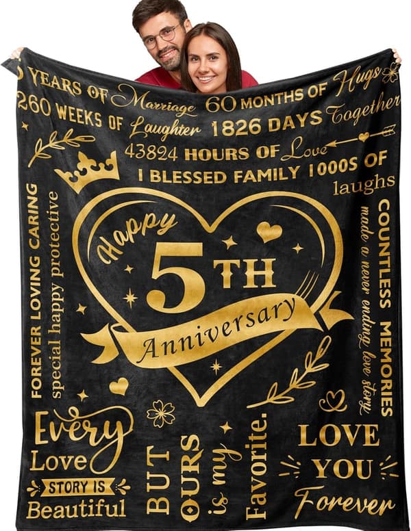 5th Anniversary Blanket Gift for Couples - 50