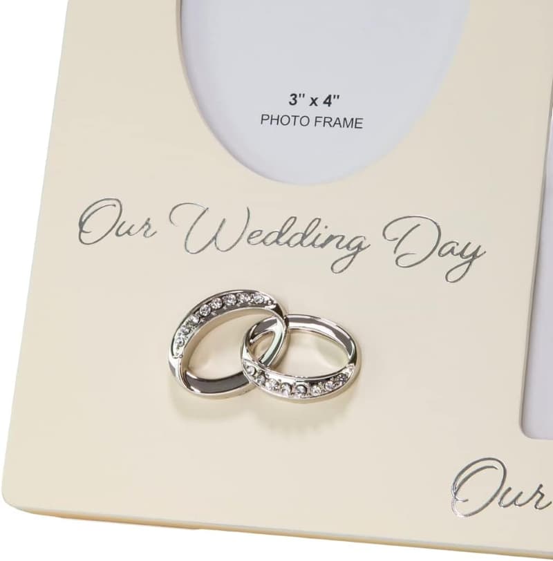 30th Anniversary Pearl Picture Frame with Double Silver Rings