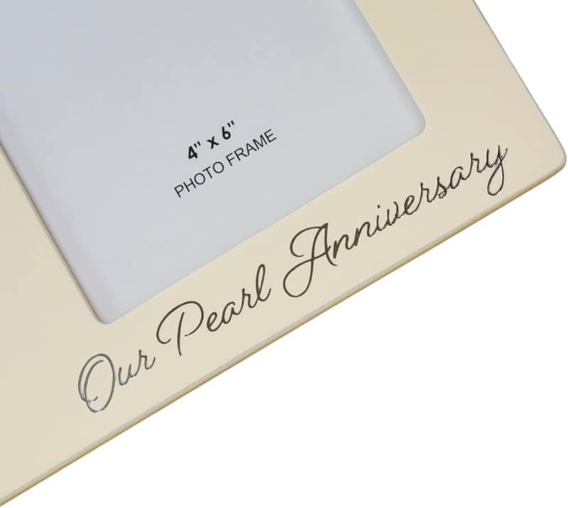30th Anniversary Pearl Picture Frame with Double Silver Rings